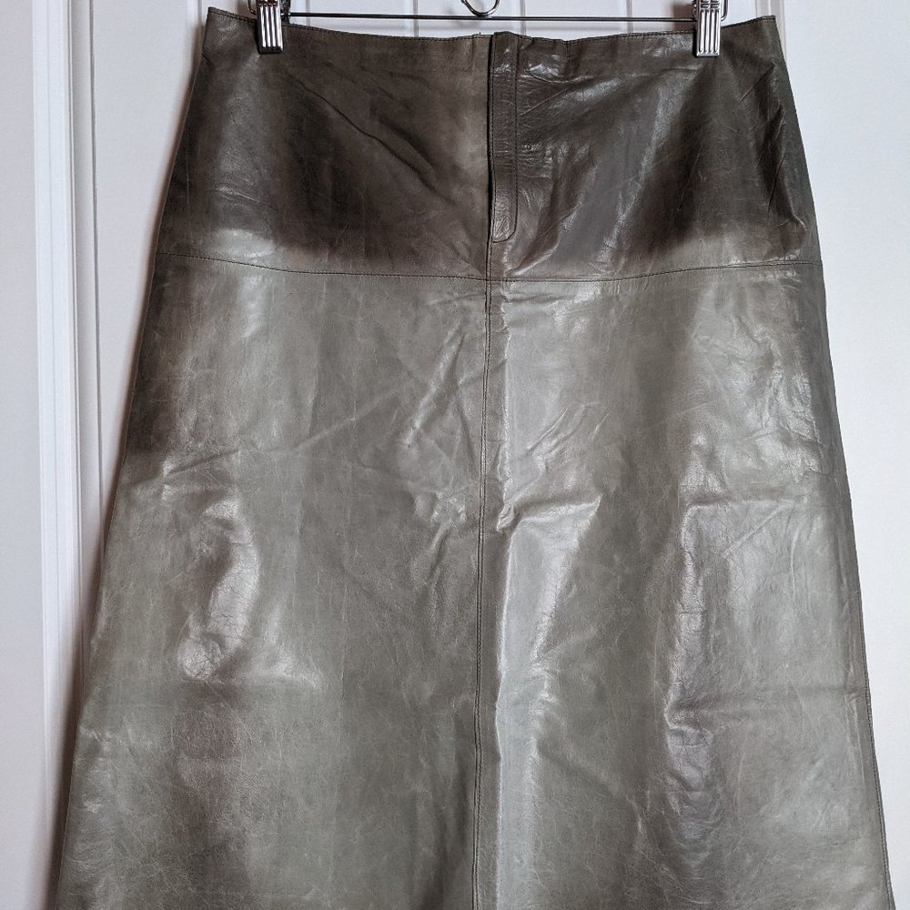 Vintage Y2K Banana Republic Grey Ombre Leather Skirt